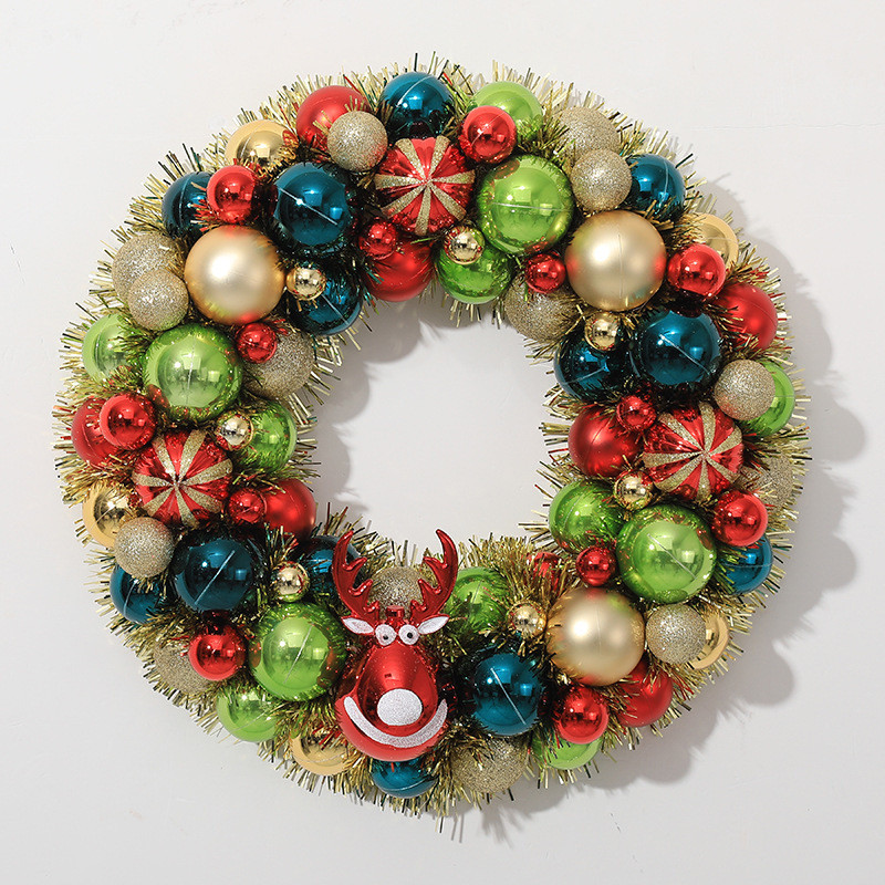 新品圣诞节装饰品球花环商场树墙面挂件花环藤圈场景布置挂饰