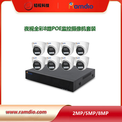4ch indoor POE IP Security Camera System室内彩光远程网络套装