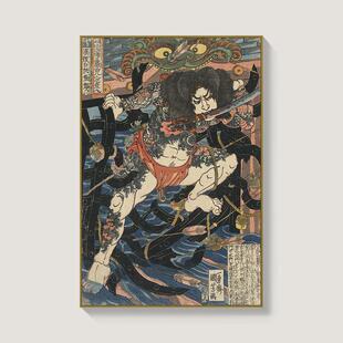 歌川国芳水浒日式风格玄关客厅装饰画餐厅挂画日料店居酒屋壁画