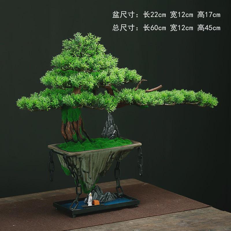 新中式仿真绿植盆栽摆件创意书房客厅茶室桌面装饰品摆件玄关造景