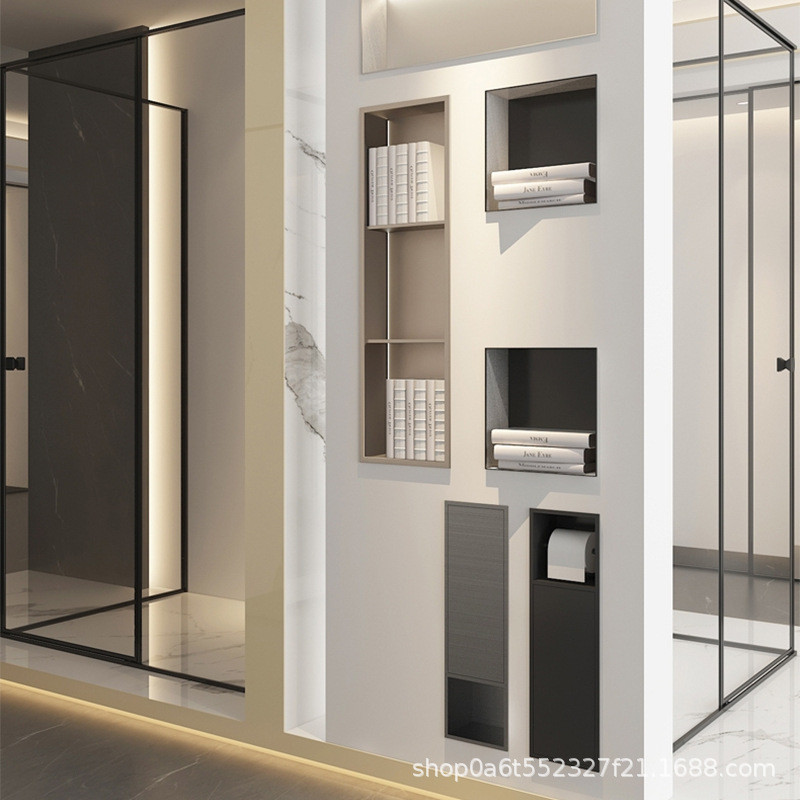 304金属壁龛隔板柜嵌入式成品卫生间浴室置物收纳架不锈钢电视柜