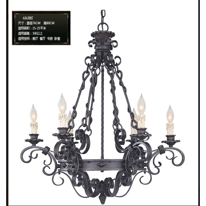 简约长吊灯别墅楼梯间家用大吊灯铁艺创意美式欧式大气复古蜡烛灯