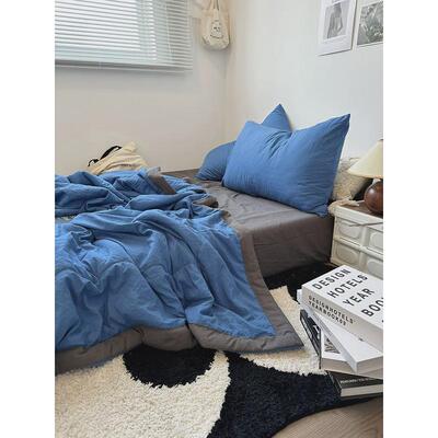 ri0tins极简风被芯橄榄绿水洗棉夏凉被四件套夏季薄复古空调被床