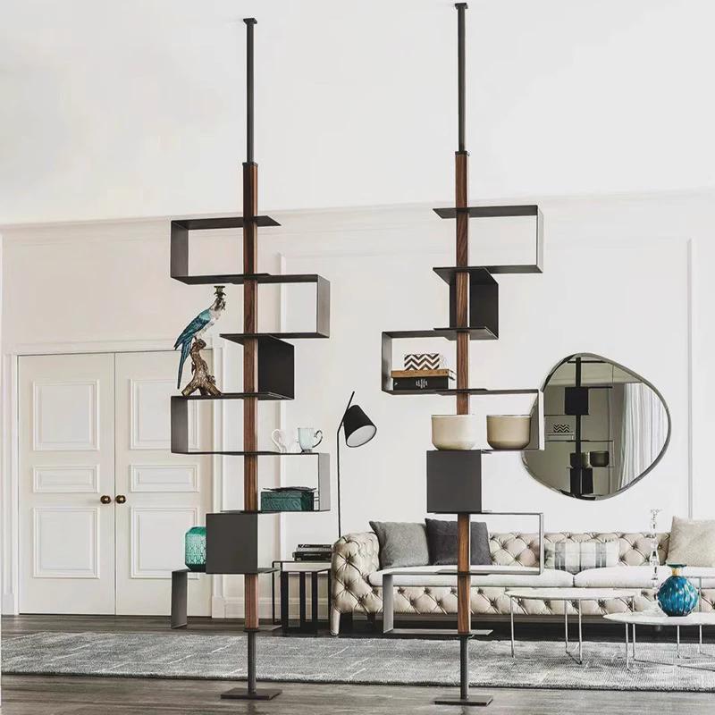 旋转书架落地书柜极简置物架展示架玄关收纳架装饰架顶天立地隔断