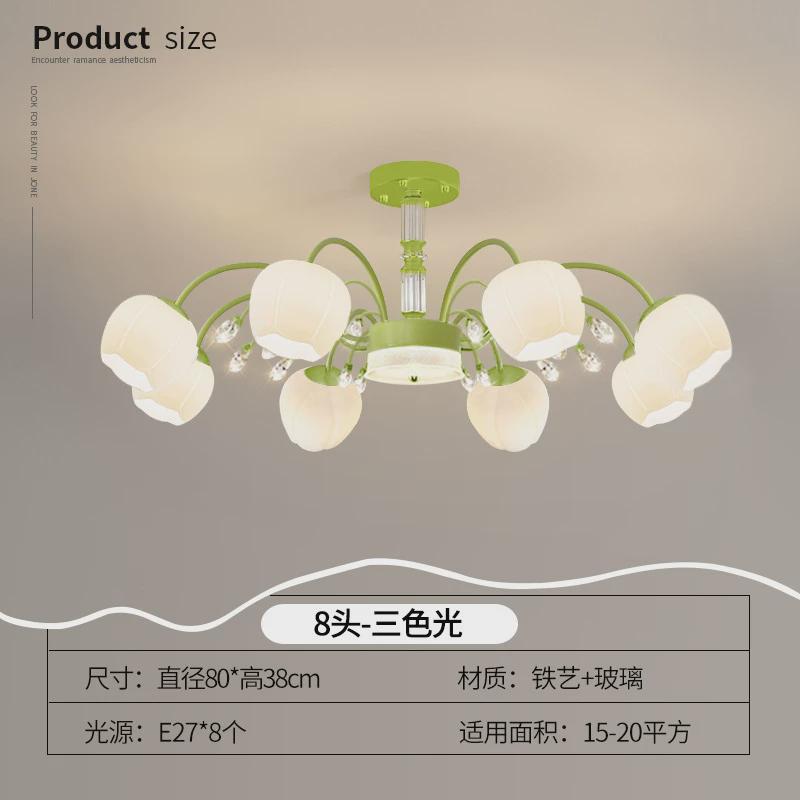 法式田园客厅吊灯创意网红铃兰花朵灯美式乡村复古灯具餐厅卧室灯