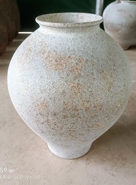 复古手工民宿酒店侘寂禅意白色陶瓷花瓶摆件干花插花粗陶白色陶罐