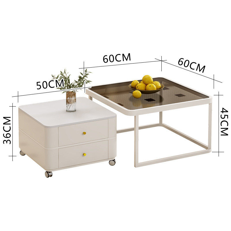 方形茶几客厅2023移动新款网红轻奢现代简约家用小户型可年奶油风