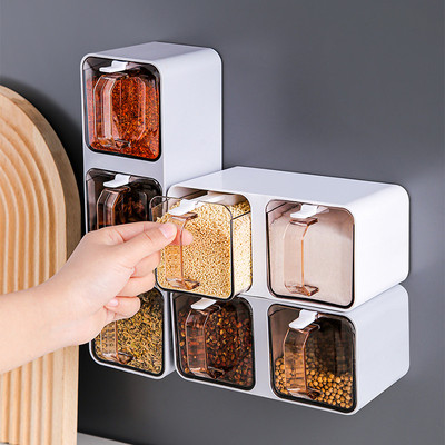 调料盒家用厨房置物架壁挂式抽屉式调味盒抽屉式调味罐食盐收纳盒
