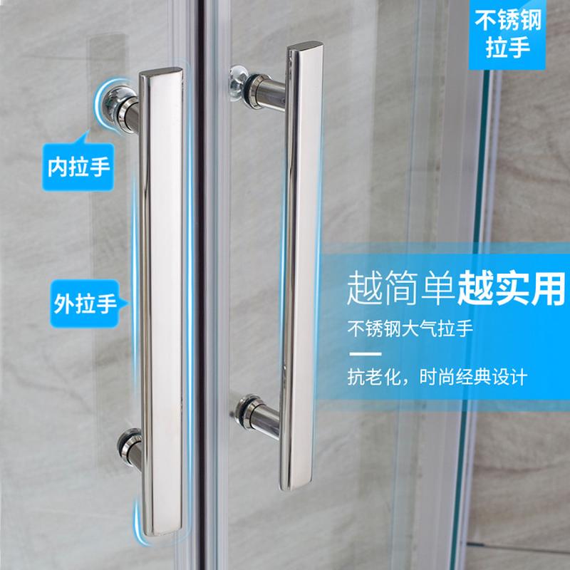 304不锈钢老式淋浴房拉手加厚方管现代玻璃门把手带圆头简约扶手