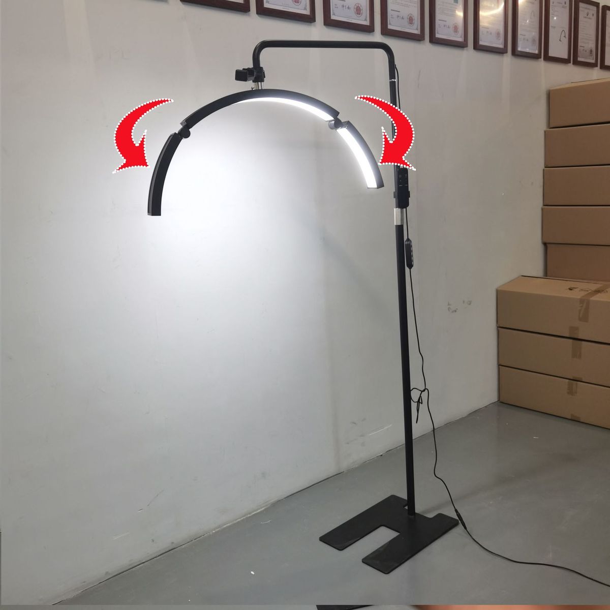 美容补光灯落地 半月美睫灯纹绣折叠美容店美妆补光落地灯立式
