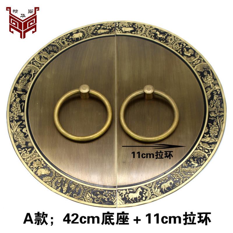 中式古铜大门拉手插销仿古大门铜拉手黄铜门把手大门插销锁扣门栓