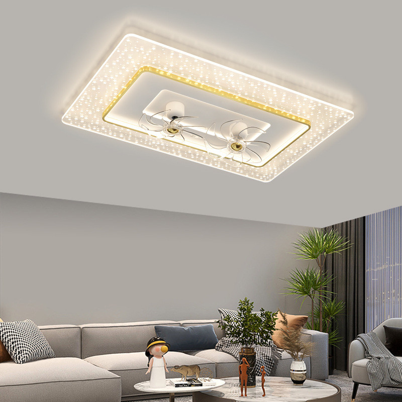 客厅风扇灯简约现代2025新款创意led灯摇头卧室吊灯吸顶电扇灯饰
