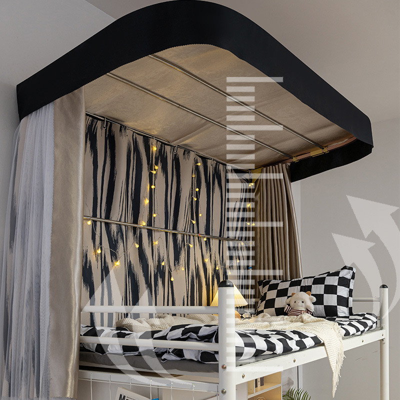 rp4t批发u型双轨道床帘学生宿舍蚊帐床帘一体式强遮光上下铺寝室