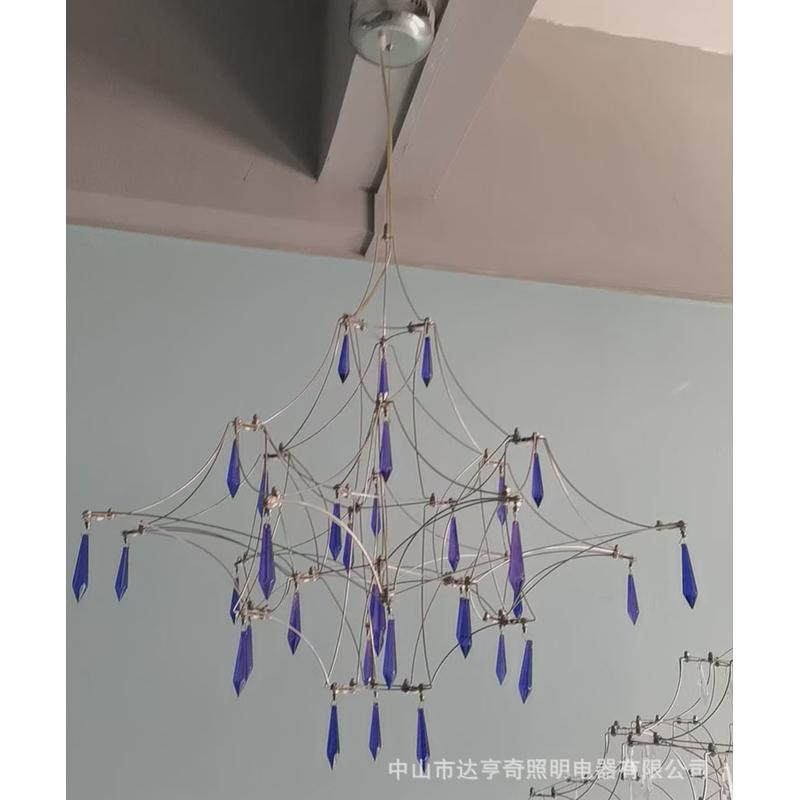 新款萤火虫水晶金色紫色法式客厅别墅主卧室个性吊灯复式公寓灯具