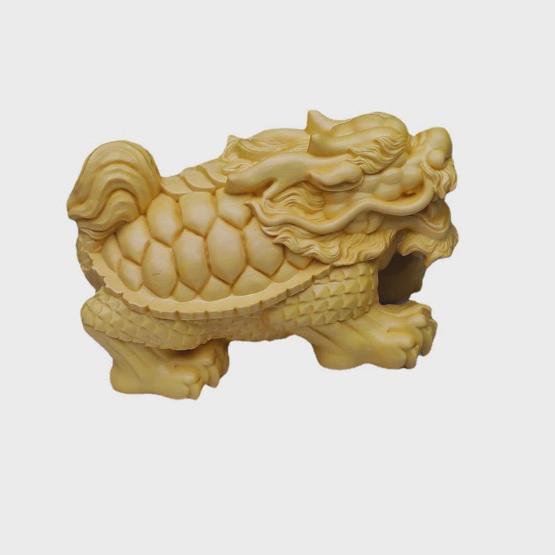 龙龟长寿龟摆件实木雕刻工艺文玩贺寿动物神兽黄杨木雕富甲天下
