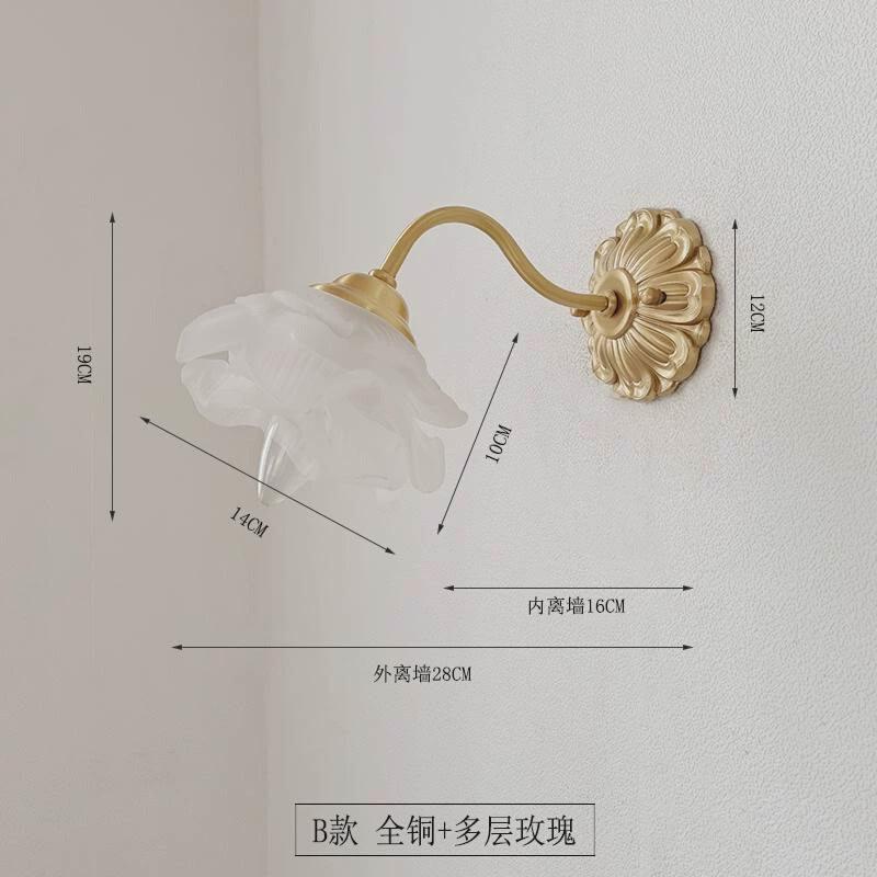 黄铜花朵玻璃卫生间镜前灯美式床头壁灯日式法式复古卧室客厅北欧
