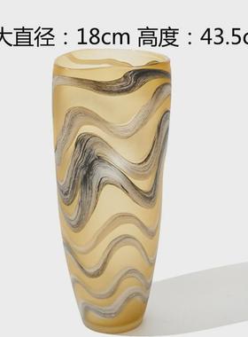 中古大理石纹路玻璃花瓶样板间高级感桌面水养轻奢装饰插花花器