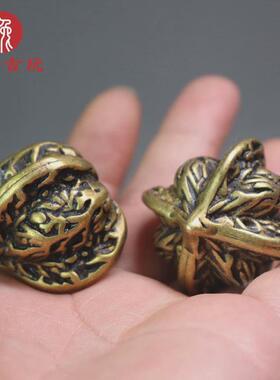 实心纯铜核桃手把件文玩核桃健身球把玩件送老人长辈按摩手球一对