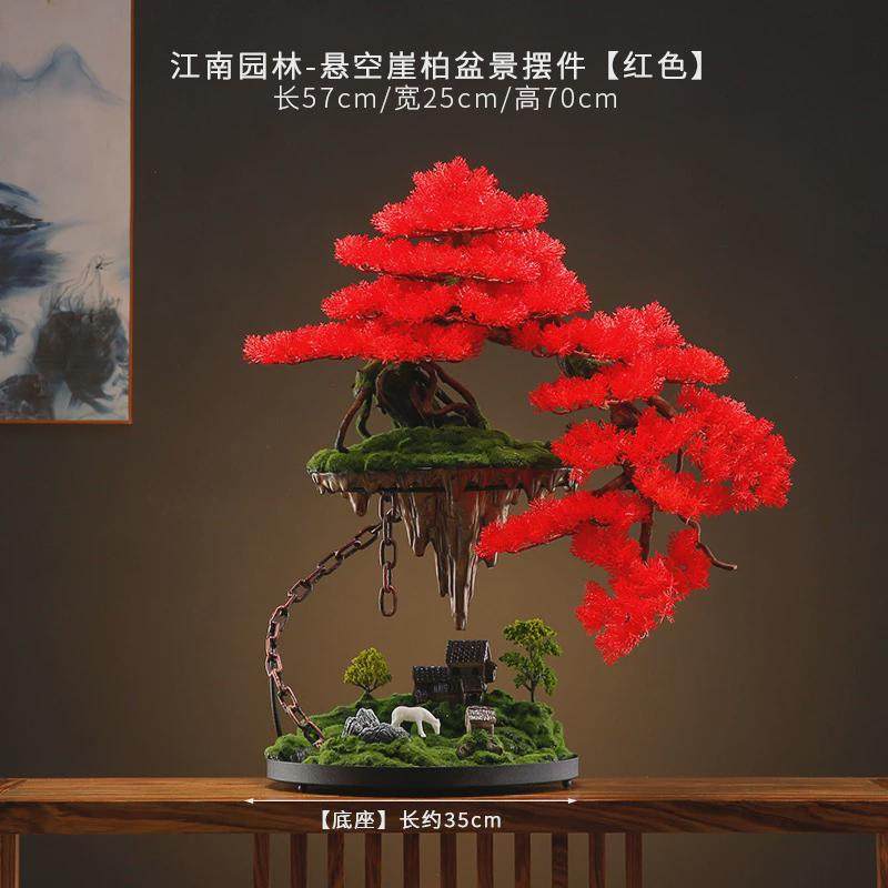 新中式迎客松盆景装饰桌面仿真绿植盆栽客厅酒店办公室玄关摆设