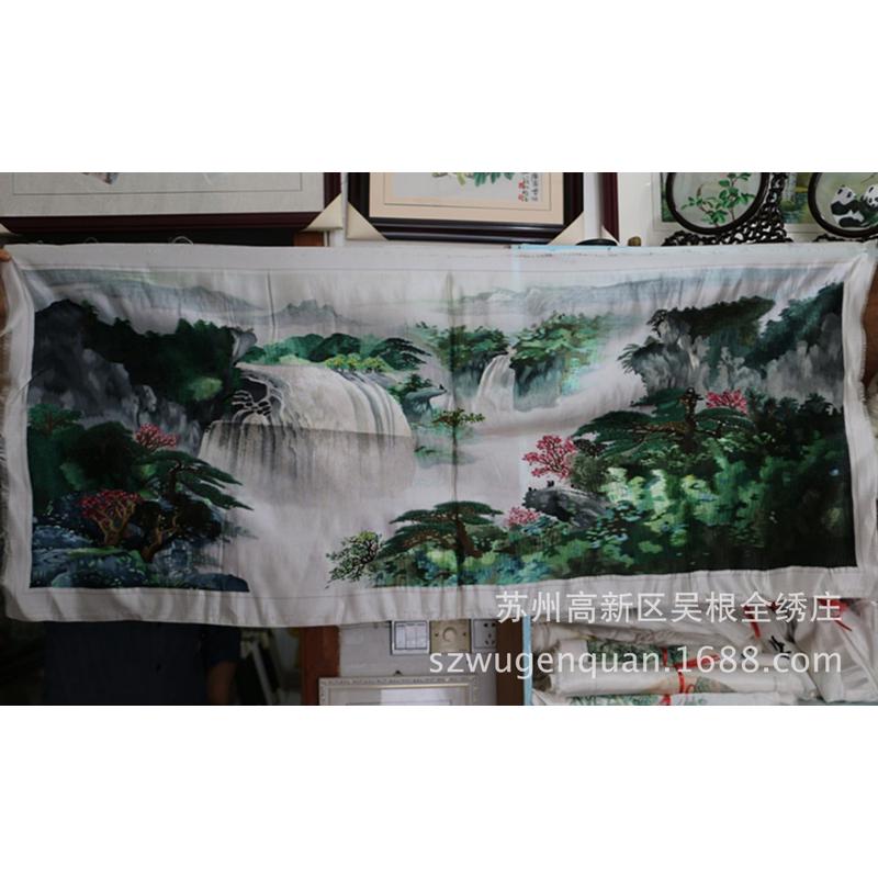批发苏绣绣片单面绣客厅办公室会议室装饰画苏州手工刺绣山水画