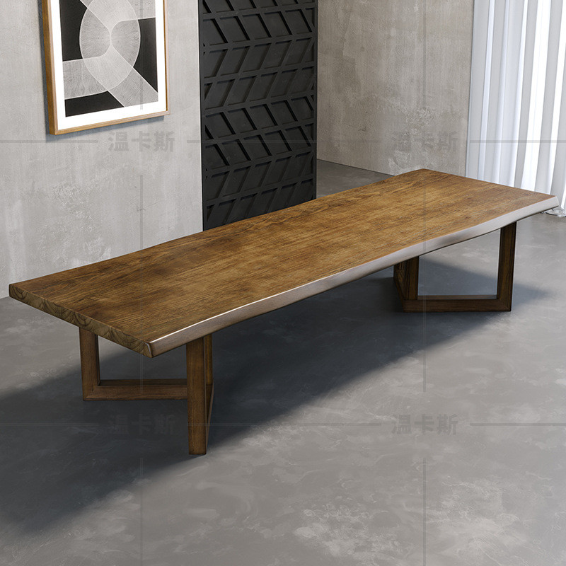 实木会议桌工业风办公室洽谈桌椅组合办公桌大型家具长桌子工作台