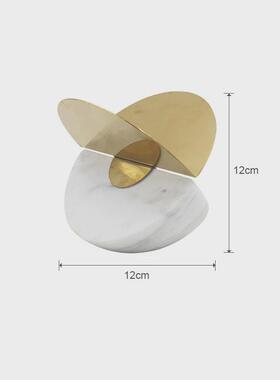 现代轻奢白色拼接大理石体几何圆球摆件样板间柜子格子软装装饰品