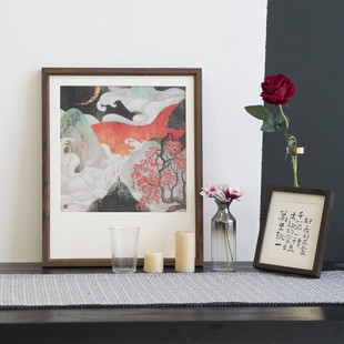 alj6黑胡桃g1手工字画装裱画框外框裱框实木挂墙相框尺寸拼图大木