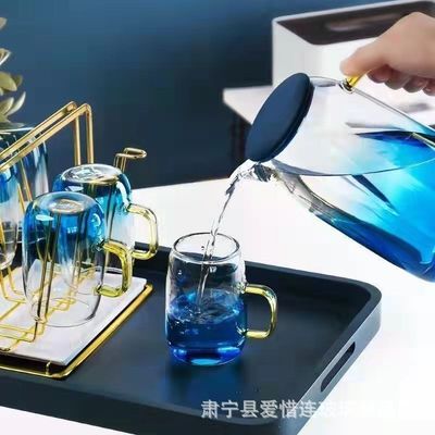 食品级耐高温玻璃冷水壶加厚云石壶家用大容量果汁扎壶套装凉水壶
