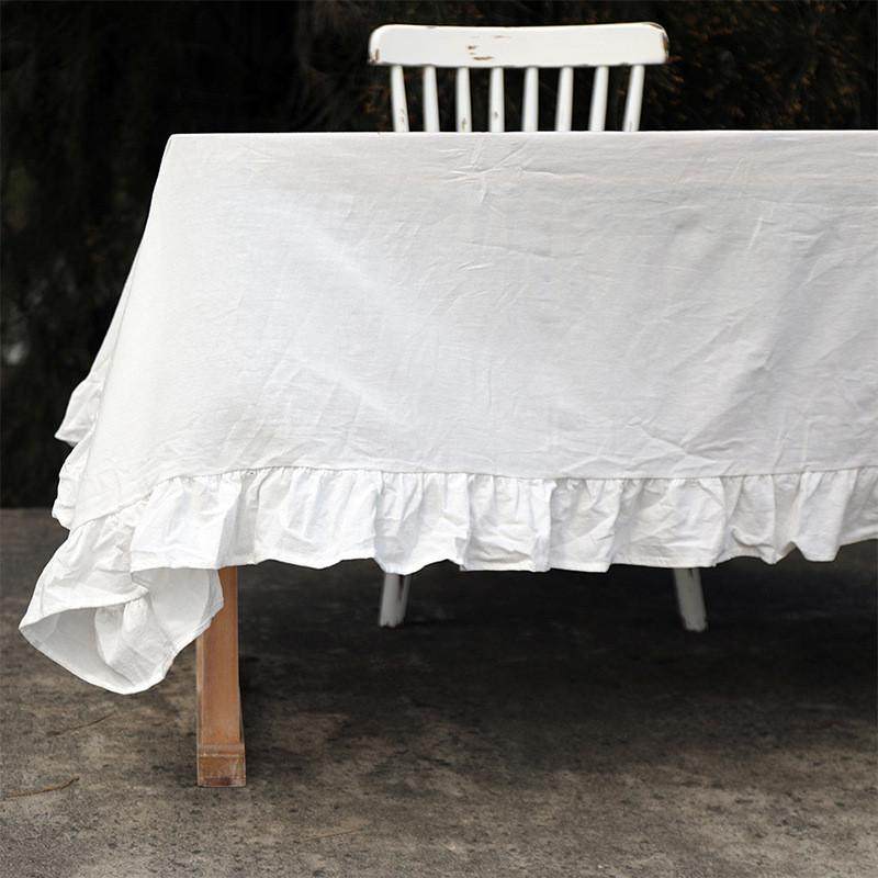 欧式复古风荷叶边桌布棉麻水洗棉材质野餐地铺米黄色白色摄影道具,居家布艺,桌布,淘宝优惠券,粉丝福利购,淘宝优惠卷
