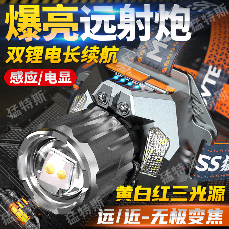 LED头灯强光充电户外夜钓鱼远射手电筒超亮头戴式矿灯
