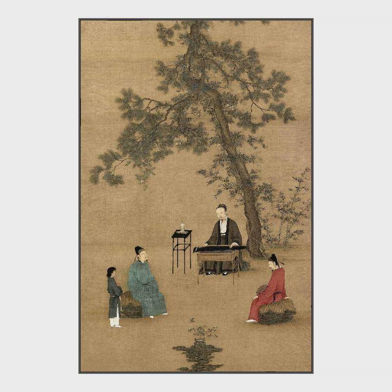 听琴图客厅挂画酒店民宿书房古风茶室国画品茶新中式装饰画玄关画,家居饰品,现代装饰画,淘宝优惠券,粉丝福利购,淘宝优惠卷