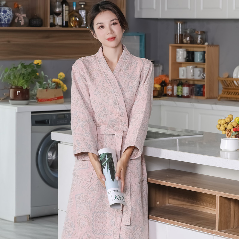 女款浴袍纯棉日式系带和服四层纱布睡衣厚款家用批发酒店浴衣国风