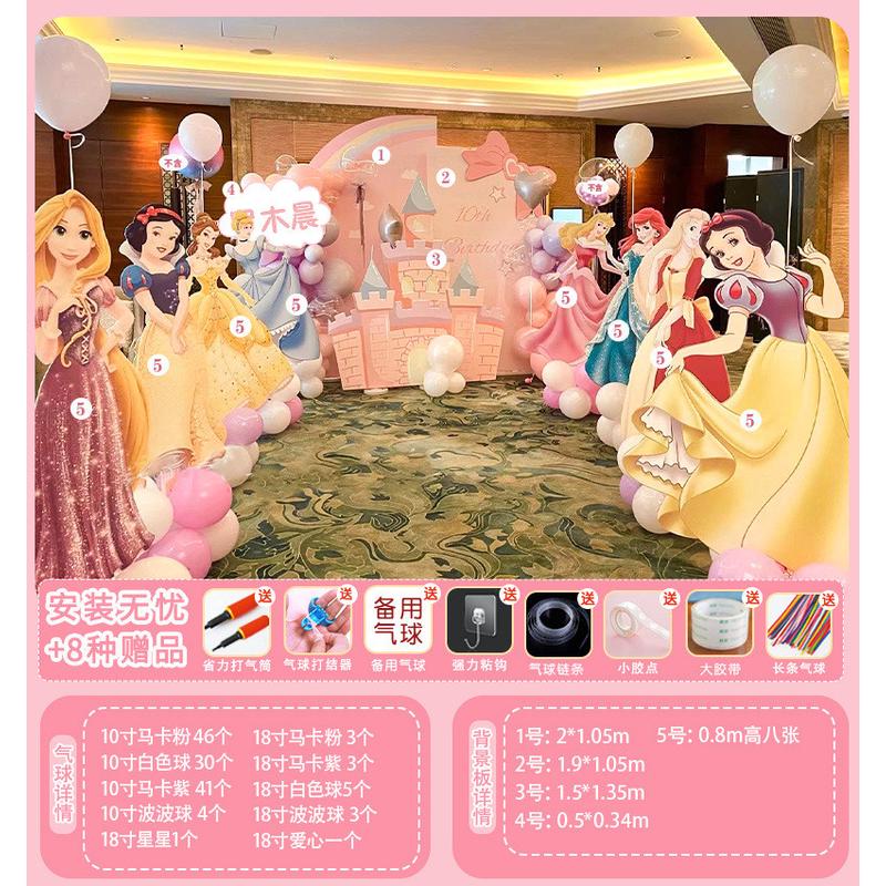 白雪公主城堡主题生日装饰派对场景布置套餐气球女孩周岁背景板