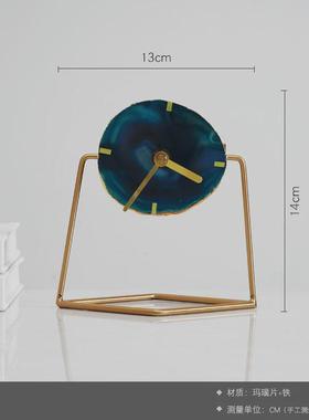 北欧创意轻奢大理石时钟座钟摆件静音创意家居客厅书房床头柜酒店