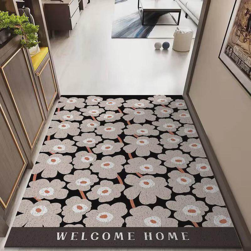 清新小花竖款丝圈地垫地毯垫可裁剪pvc入户门家用门口防滑地毯垫,居家布艺,家用脚垫,淘宝优惠券,粉丝福利购,淘宝优惠卷