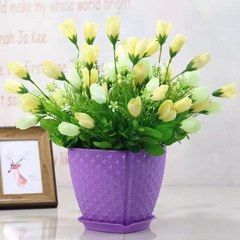 花套装假花郁金香绢花干花束家居客厅餐桌电视柜装饰花艺摆件