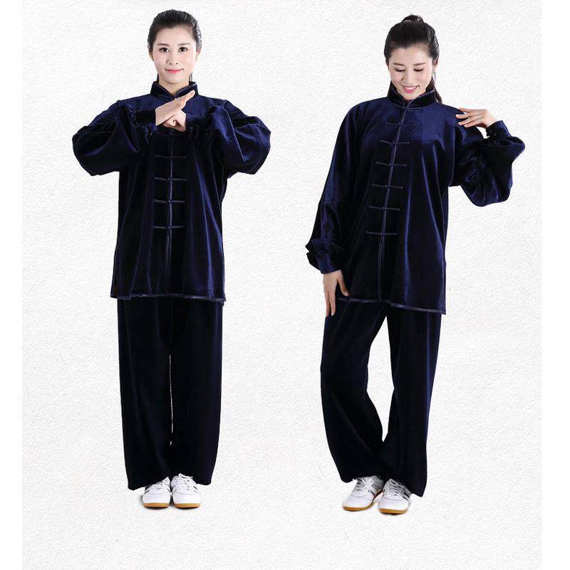 宏极双层加绒加厚南韩绒太极服金丝绒秋冬男太极拳练功裤女不倒绒