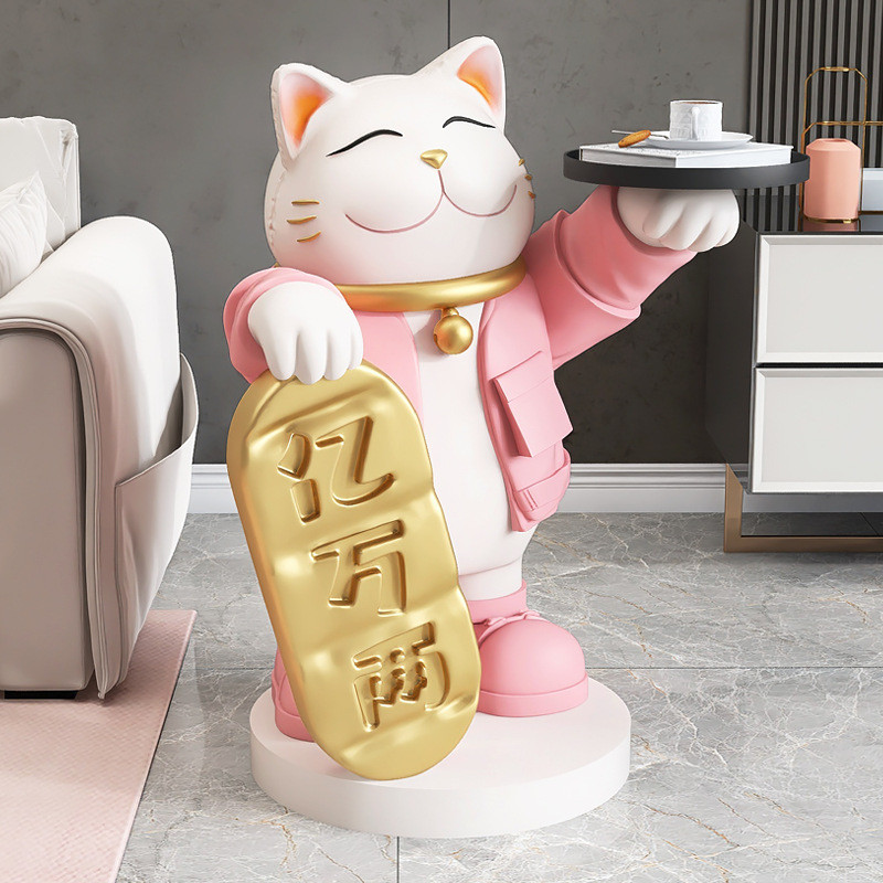 创意招财猫客厅迎宾大型落地摆件家居饰品旁边电视柜乔迁新居礼品