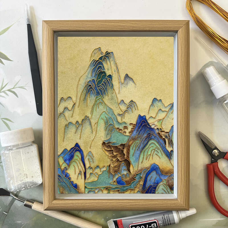 入门简单中国风景泰蓝掐丝珐琅画diy材料包非遗手工礼物相框摆画