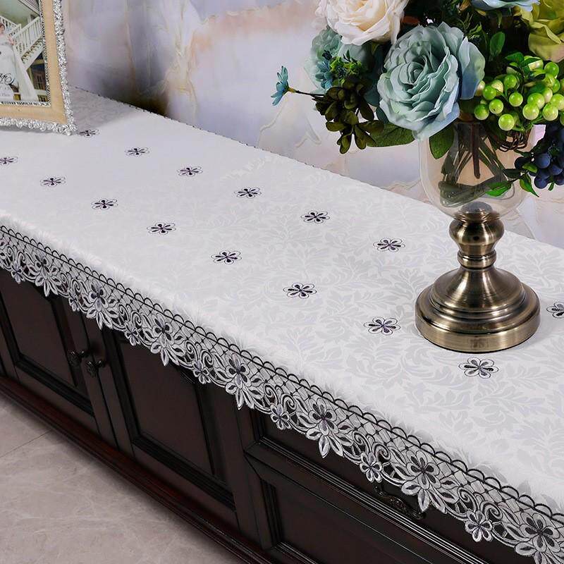 新中式布艺组合套装现代简约客厅蕾丝茶几电视柜桌布盖布防尘罩布