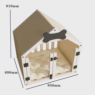 通用可拆洗猫窝狗屋宠物床 实木狗窝笼房子室内柯基小型犬泰迪四季