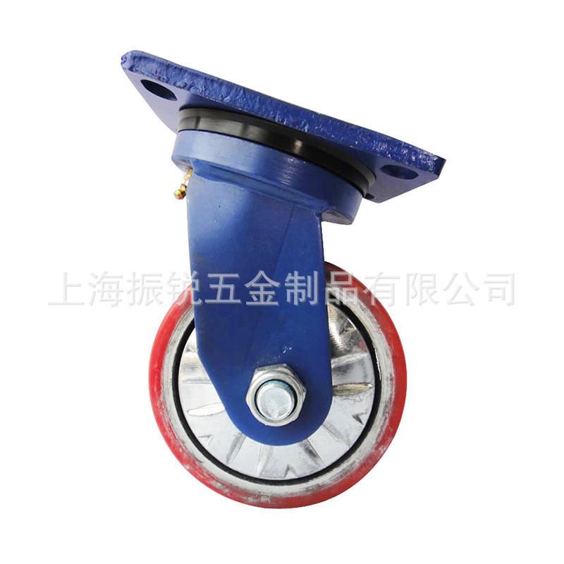 脚轮厂家4寸5寸6寸8寸10脚轮超重型蓝支架pu万向脚轮工业寸