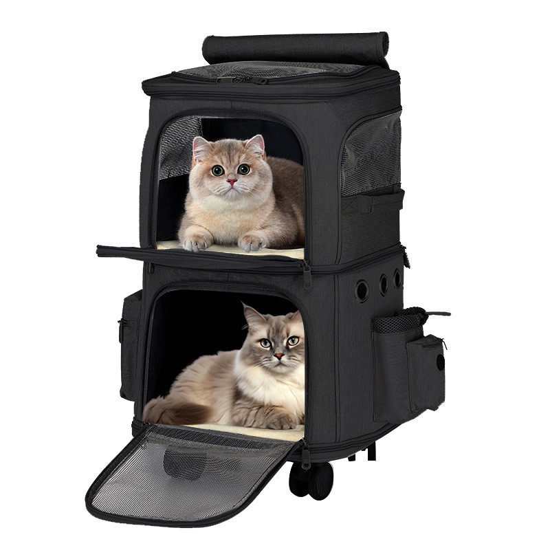 bubm实力工厂宠物双层猫猫户外出行万向轮宠物拉杆拉杆包宠物包