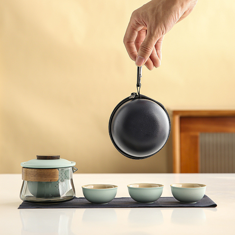 瓷千粗陶便携茶具手抓盖碗茶具快客杯