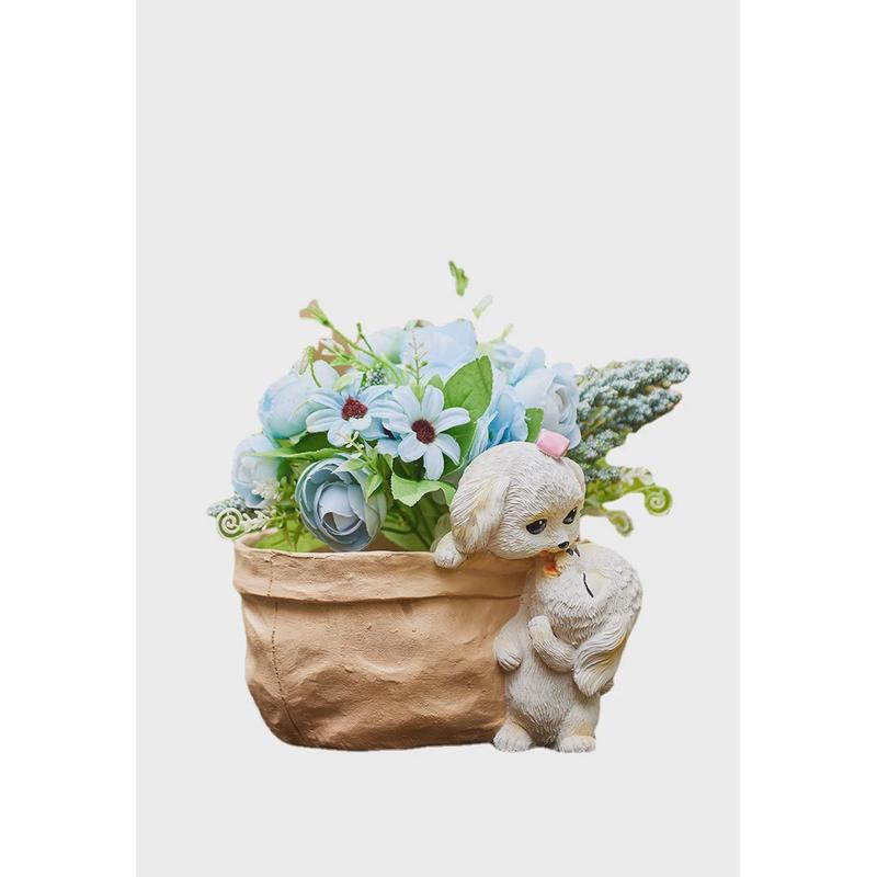 仿真阳台花园创意花盆可爱小狗狗庭院园艺植物装饰造景小动物盆栽