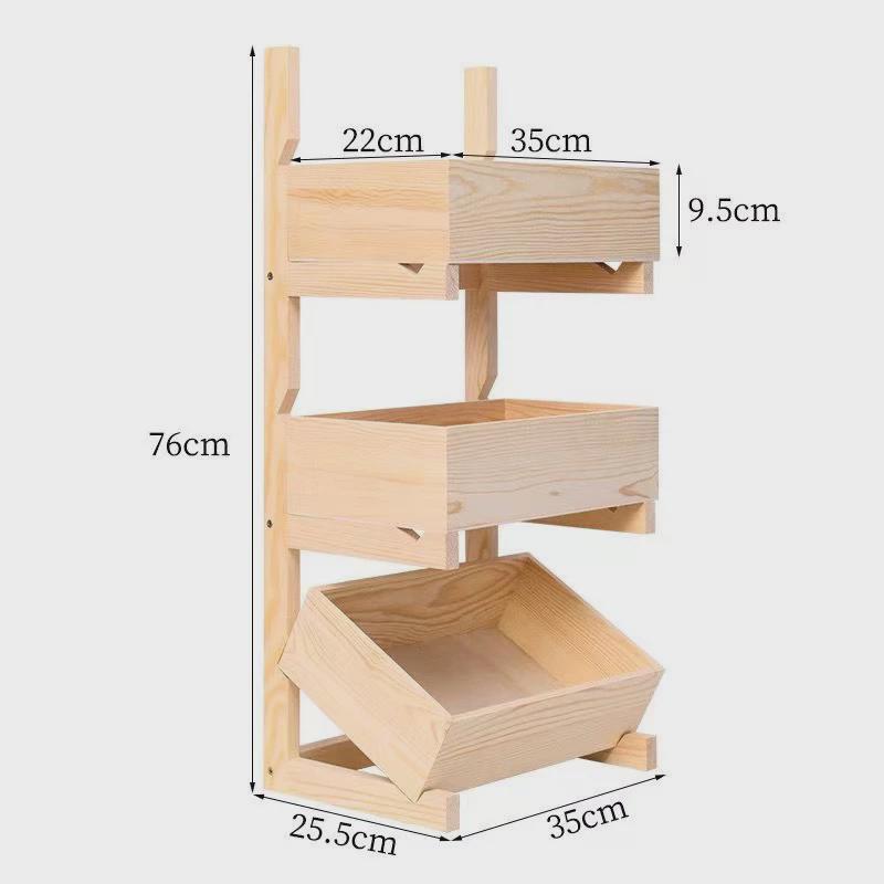 实木收纳厨房多格蔬菜水果储物篮展示架陈列架书房客厅置物架