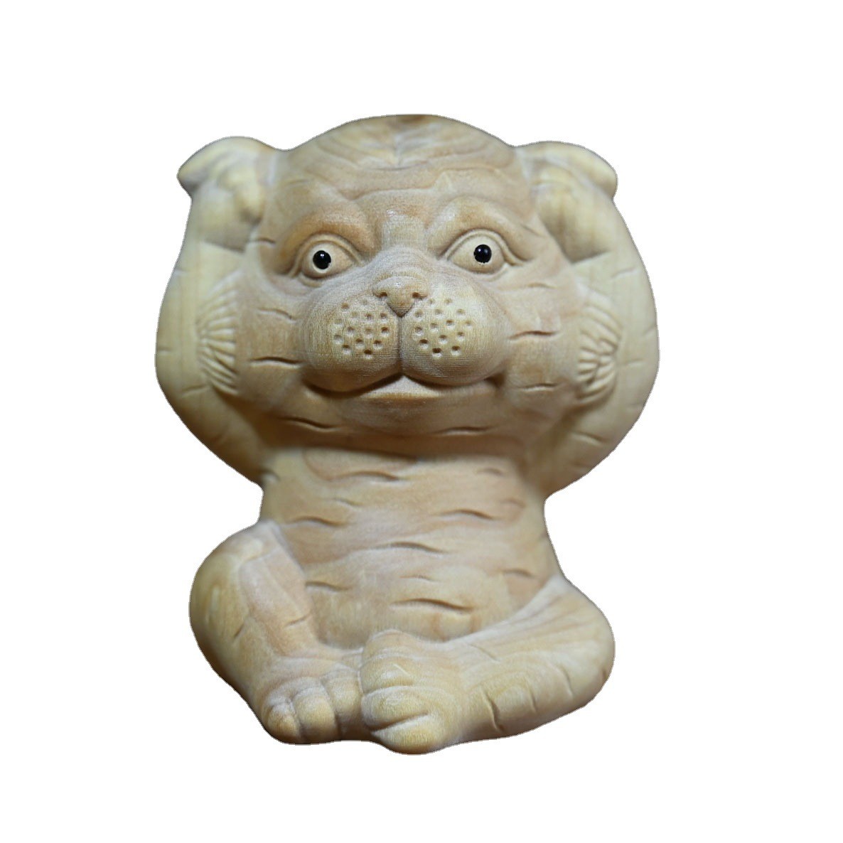 小叶黄杨木副懵懵懂懂摆萌虎 车载木雕驾中国风装饰品厂家批发