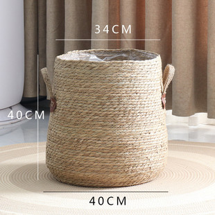 eq4f新款藤编大花盆编织手工花篮落地绿植大套盆草编篮子客厅酒店