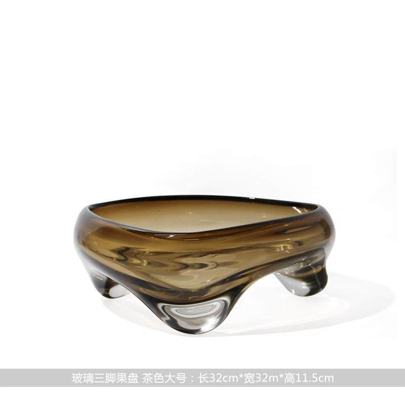 现代简约餐桌样板间收纳托盘水果盘蓝色茶色透明玻璃水果盘摆件,家居饰品,装饰摆件,淘宝优惠券,粉丝福利购,淘宝优惠卷
