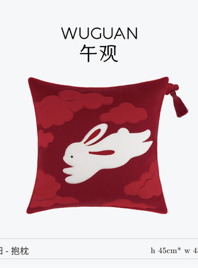 mnx2晓兔云梦抱枕沙发客厅丝绒红色靠枕加厚蚕轻奢刺绣